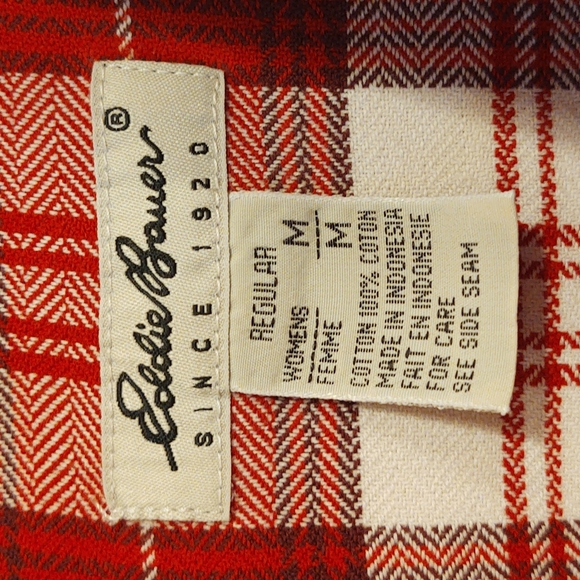 Flannel Button Down Top Red Plaid Eddie Bauer (Medium) Women's - Picture 8 of 11